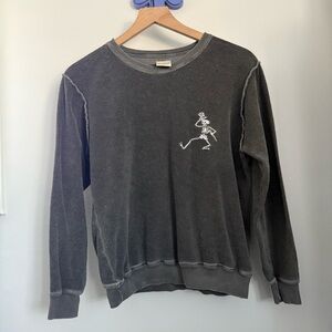People of Leisure Medium Sweatshirt Terry Cloth Skeleton Embroidery Grey Organic